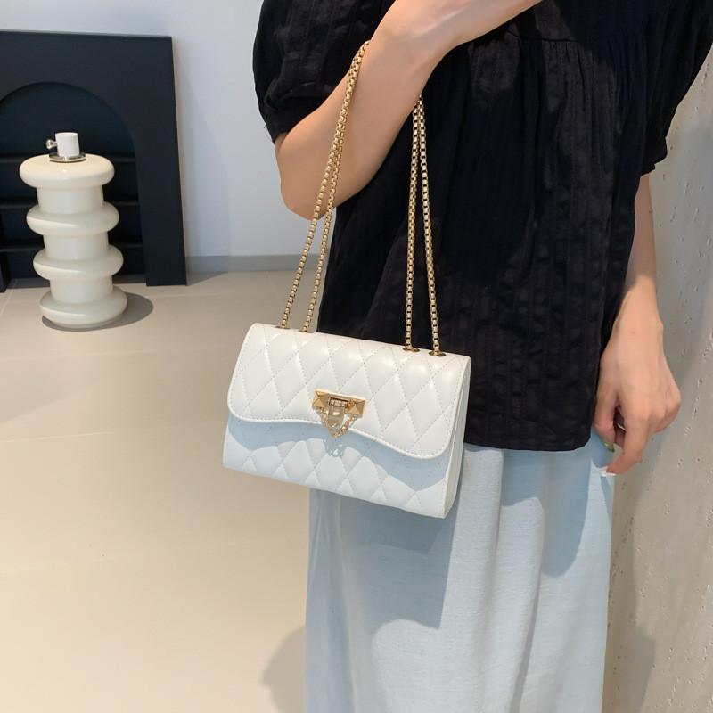 Urban Chic Pu Quilted Lock Buckle Shoulder Bag For Women In Black Beige Pink