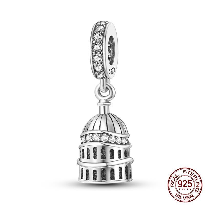 Plata Copper Travel Dangle Charms Eiffel Tower Beads Fit Mula Originales Charms Bracelet Copper Jewelry Diy Choice