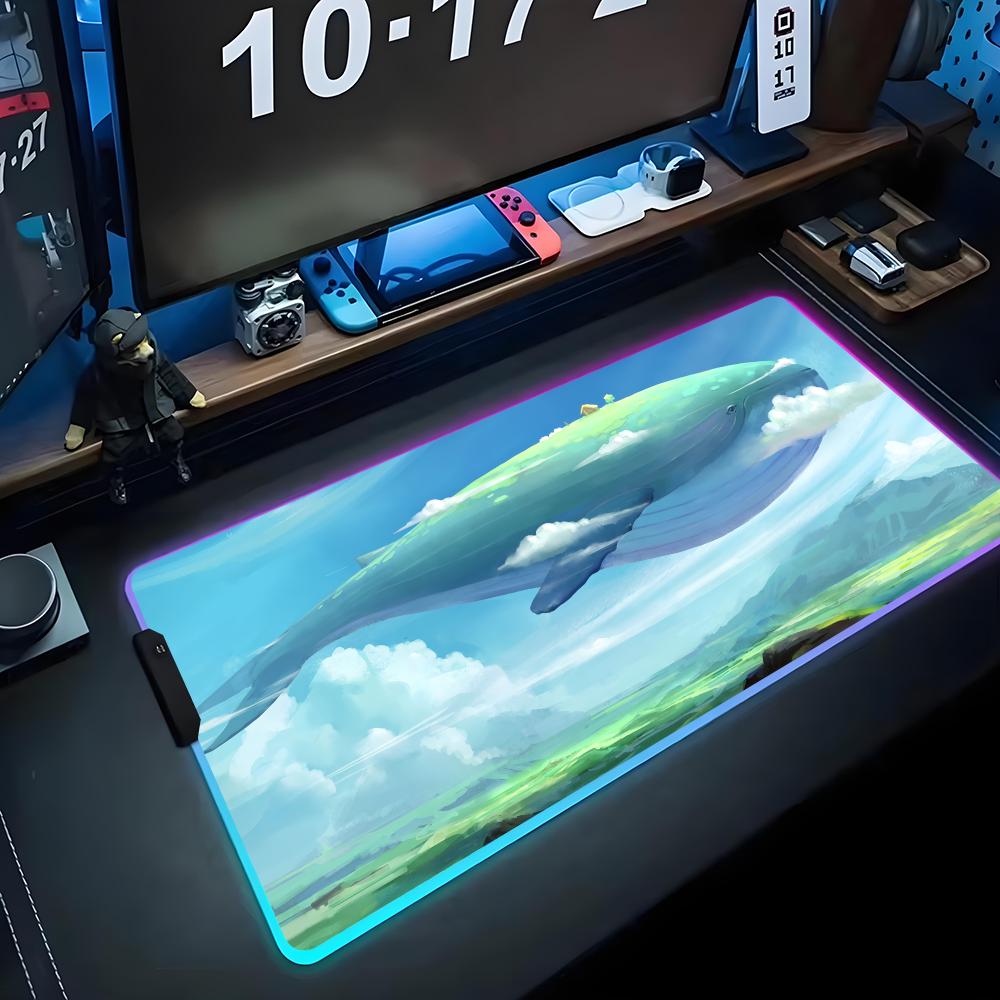 Летающий кит Коврик для мыши RGB Игровой коврик для мыши Большой светодиодный коврик Настольный коврик для ПК Светящийся коврик для мыши Большие коврики для клавиатуры Настольный коврик с подсветкой