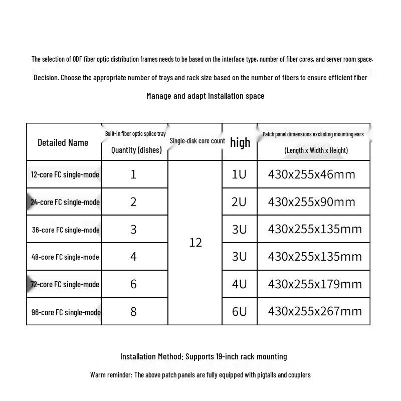 HAILE 19-inch Rack Mount Single Mode ODF Fiber Optic Distribution Frame