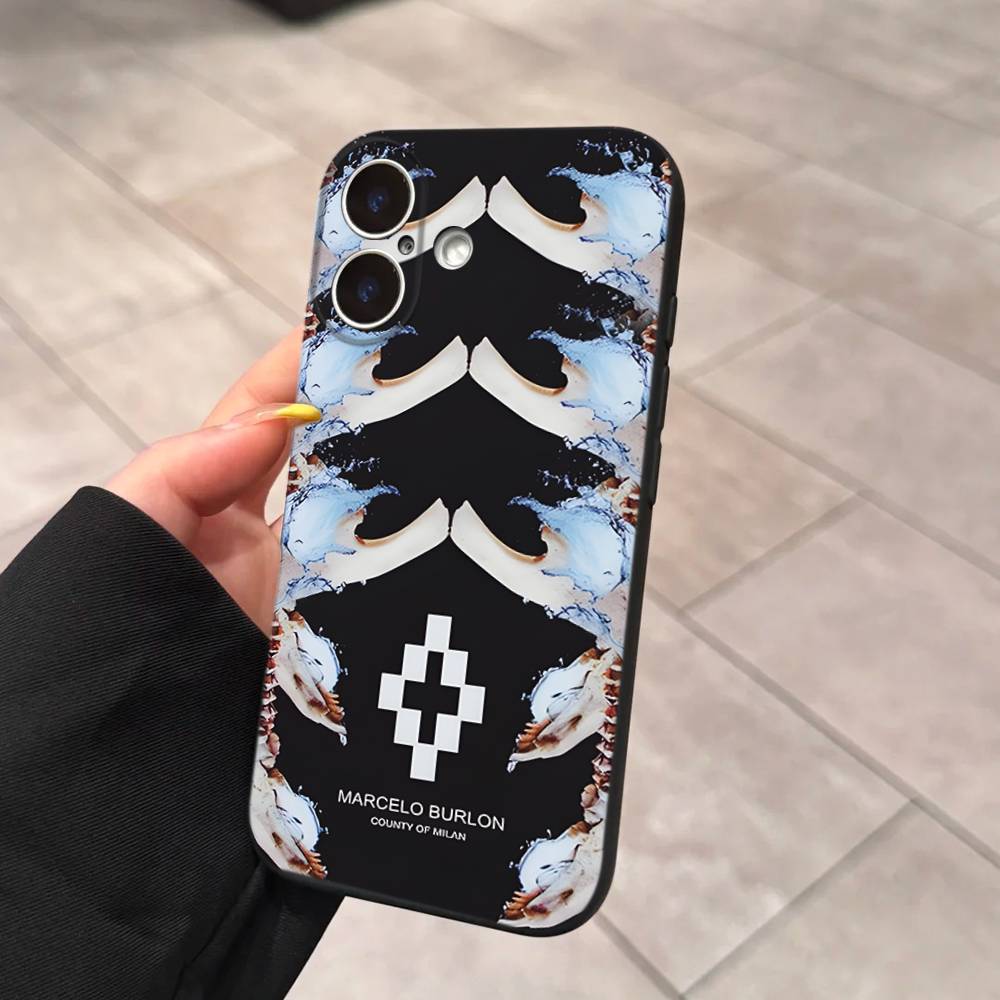 M-MARCELO B-BURLON Для IPhone 17 16 15 14 13 12 11 Pro Max 13 17Air Ударопрочные Мягкие Чехлы для Телефона Coque