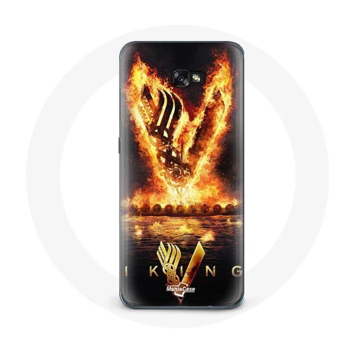 Чехол - Викинги - Samsung Galaxy A3 2016 - Мягкий - Логотип V Огненный Меч - Черный