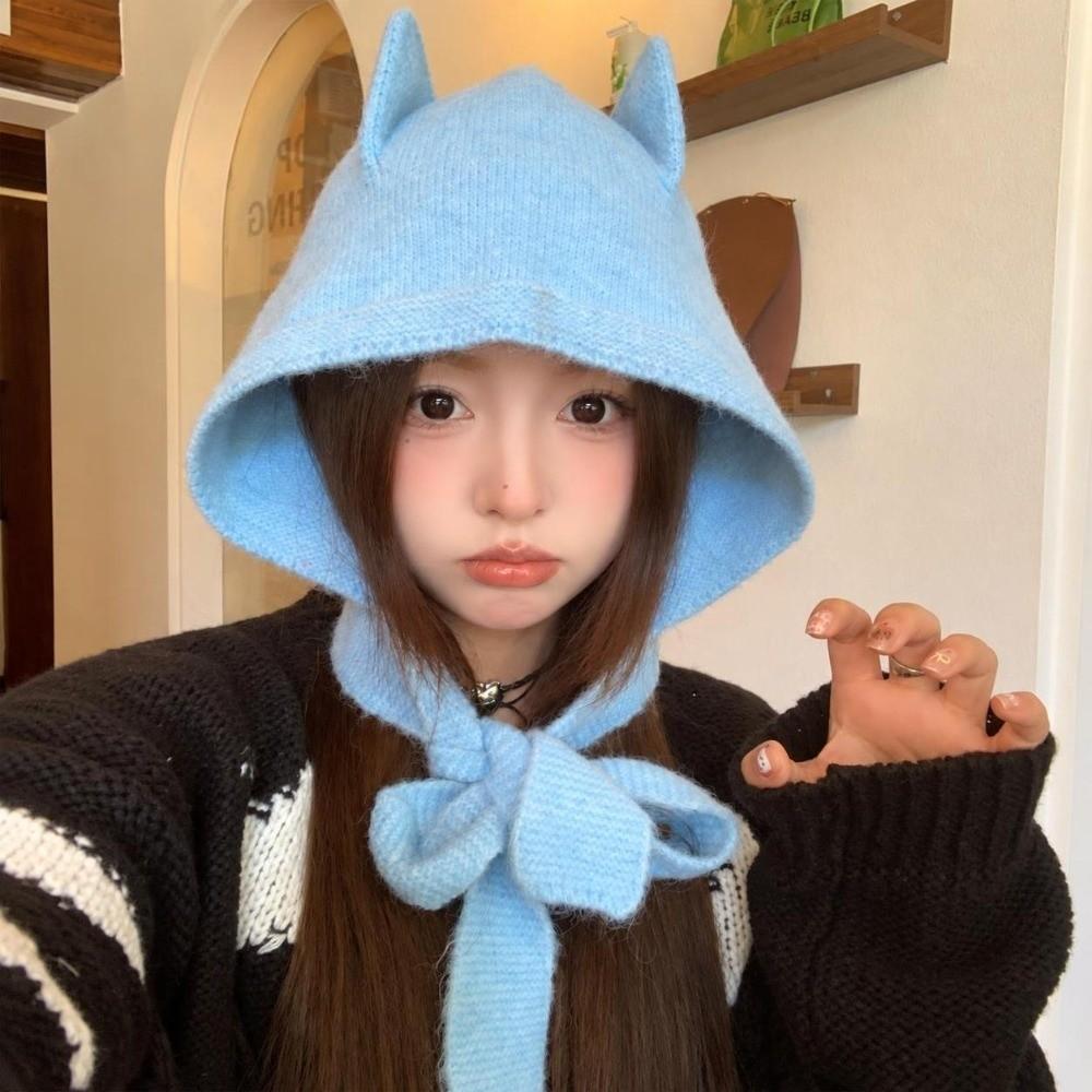 Windproof Women's Winter Knitted Hat Versatile Ear Protection Cap Balaclava Hats Autumn Winter