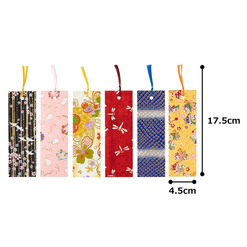 Kawasumi Washi Yuzen Washi Разнообразный набор из 6 закладок, Узоры,