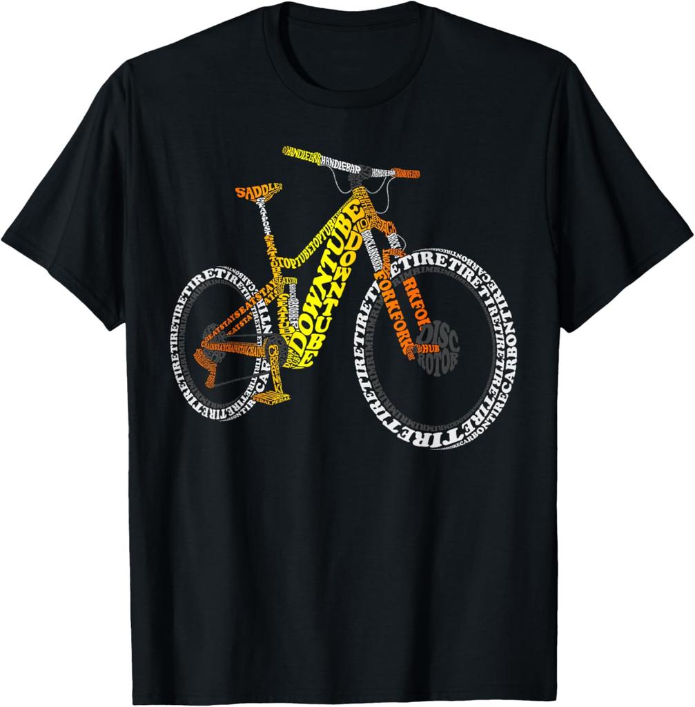 Bicycle Anatomy Mountain Bike MTB Parts Funny Biker Rider TShirt Small Print Original Design Gifts T Shirts Ropa Hombre