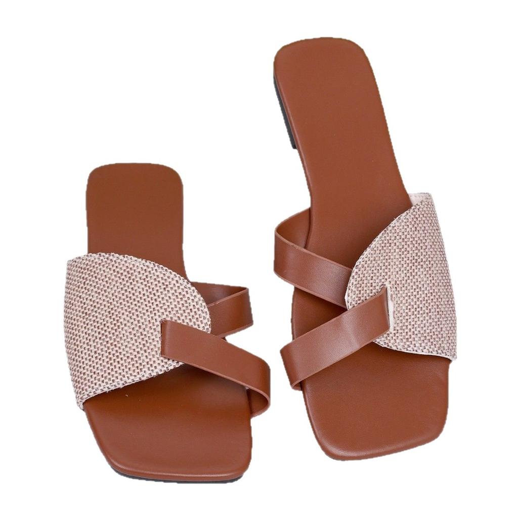 Женские сандалии на наклонной платформе, повседневные летние туфли с квадратным носком на плоской подошве