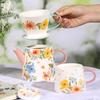 SOLECASA Керамический кофейный набор с чашкой-фильтром для кофе, кофейником, цветочным узором, европейский чайный сервиз, чашка для послеобеденного чая, чайник, подарок