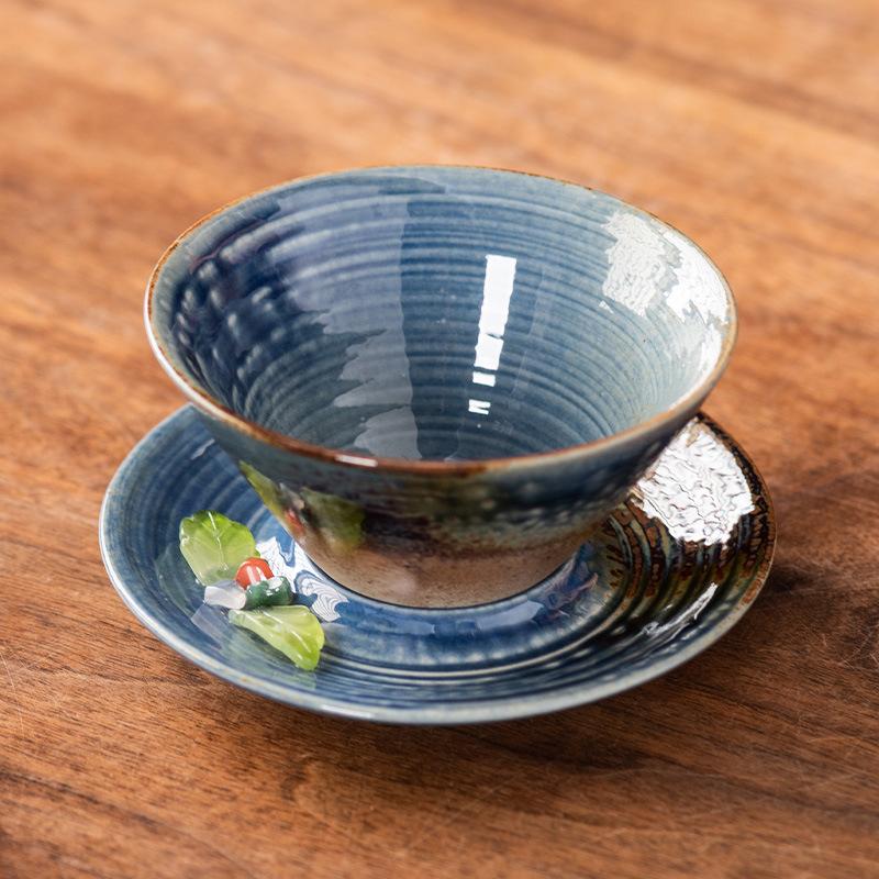 Керамическая чашка в стиле ретро, керамическая чашка из грубой керамики, креативная кофейная чашка с блюдцем в виде летающей тарелки, набор