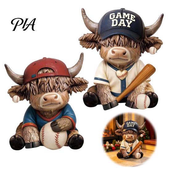 Modern Sculpture for Men 2Pcs Baseball Bull Figurines, Creative Resin Animal Statue Desk Shelf, Fan Gifts Home Office Decor, Unique Gift Fans
