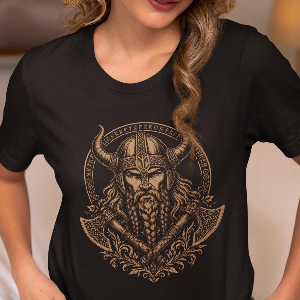 Viking Warrior Women Men T Shirts with Algiz Protection Rune Norse Mythology Tees Nordic Berserker Graphic Tops