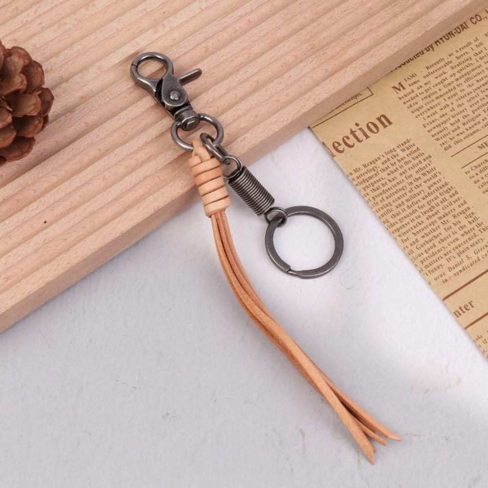Cowhide Cowhide Tassel Key Chain Handmade Car Keychian Genuine Leather Keychain Gift