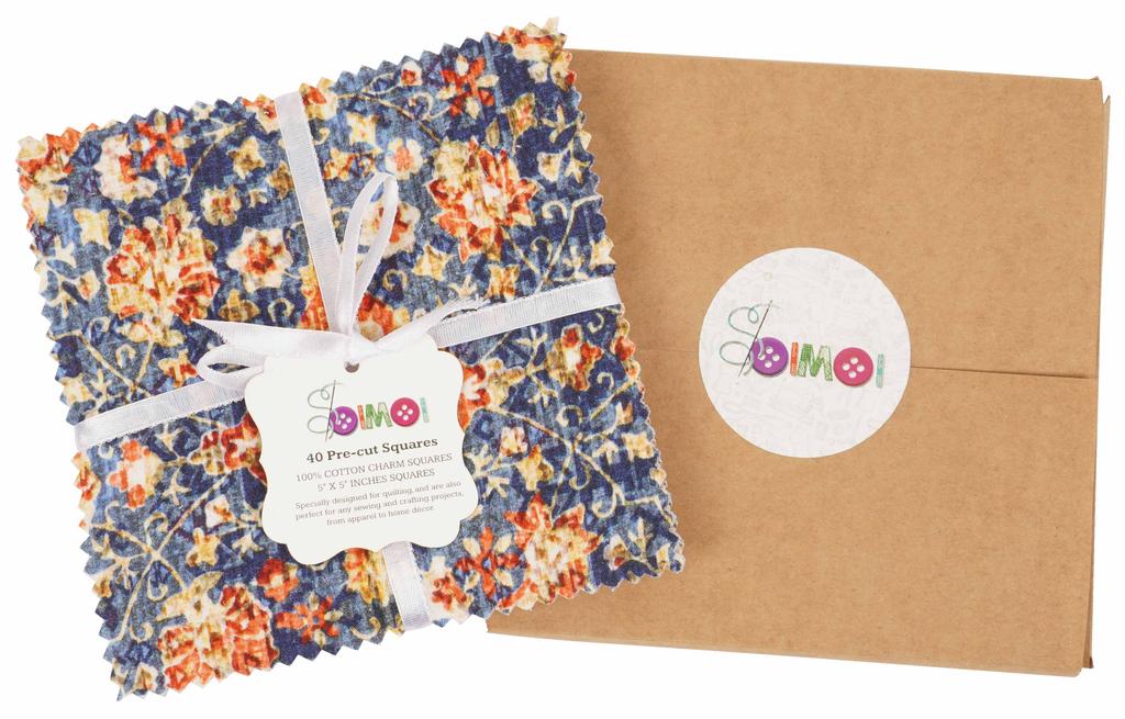 Soimoi Цветочный цветочный принт с текстурным принтом, предварительно вырезанная 5-дюймовая хлопчатобумажная ткань, стеганая квадратная ткань, очаровательный набор, сделай сам, лоскутное шитье, ремесло-