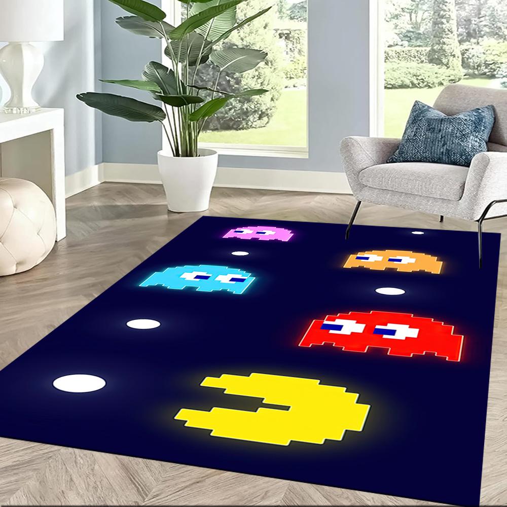 Pac-man Adventure Square rugs are a great choice for living rooms, bedrooms, home décor, and as gifts.