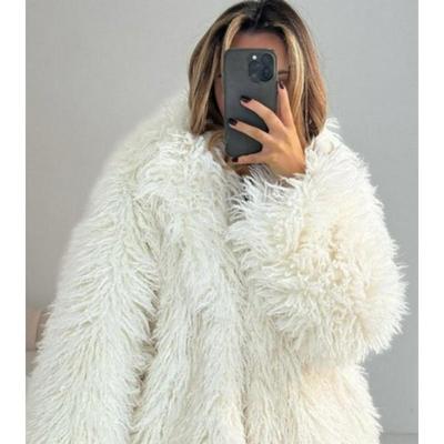 Меховое пальто из искусственного меха с большим лацканом, короткое, модное, из лисьего меха, пушистое, плюшевое, женское