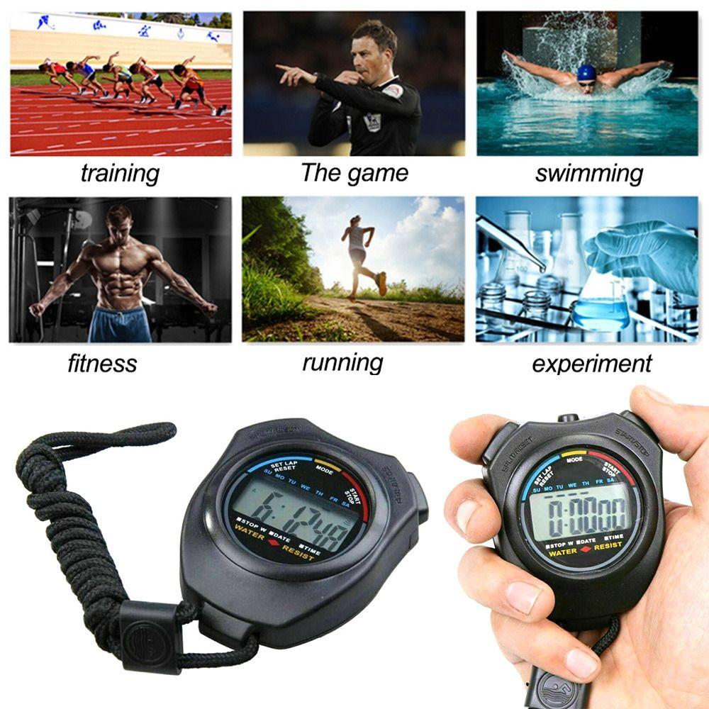 Бегущий счетчик Таймер Цифровой секундомер ЖК-дисплей Спортивный секундомер Хронограф Секундомер Таймер для тренировок