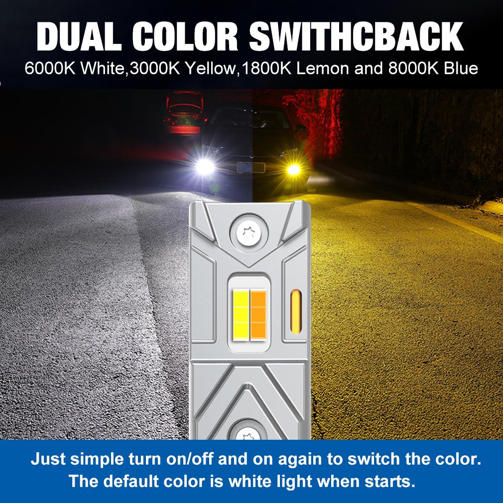 2шт двухцветные светодиодные противотуманные фары H11 H8 H9 H16(Япония) 9006 HB4 9005 HB3 LED CSP Автомобильные DRL Дальние фары 60W 15000LM Автоматические дневные ходовые огни