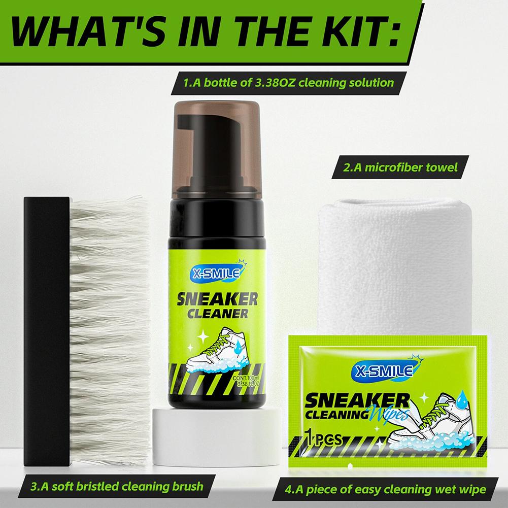 4pcs/Set Basic-Shoe Cleaning Care Kit Eco Friendly Gentle Formulas Including Dry Cleaner Stain Removal Wipe For Various Shoes