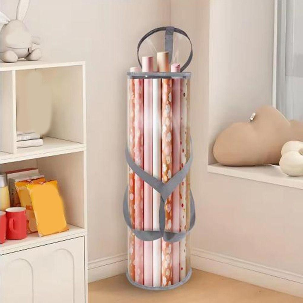 Large Capacity Wrapping Paper Storage Bag Cylinder Gift Wrapping Roll Organizer Christmas