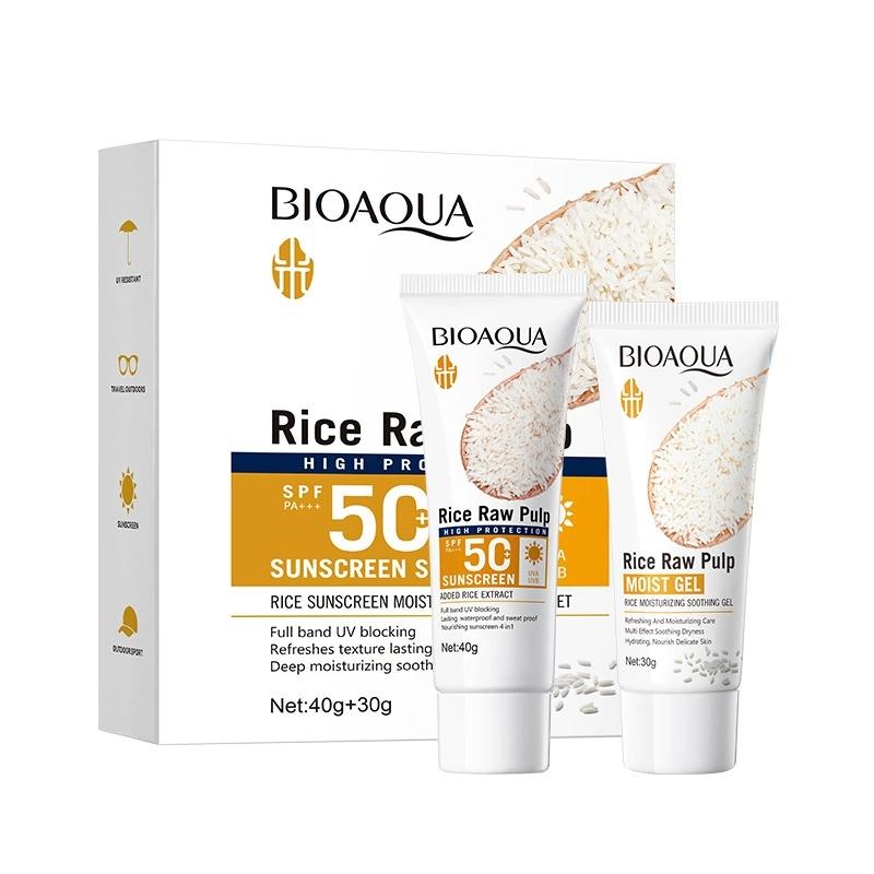 2 шт./комплект BIOAQUA SPF 50 Наборы солнцезащитных кремов с белым рисом для лица и тела Увлажняющие отбеливающие кремы Солнцезащитный крем для лица