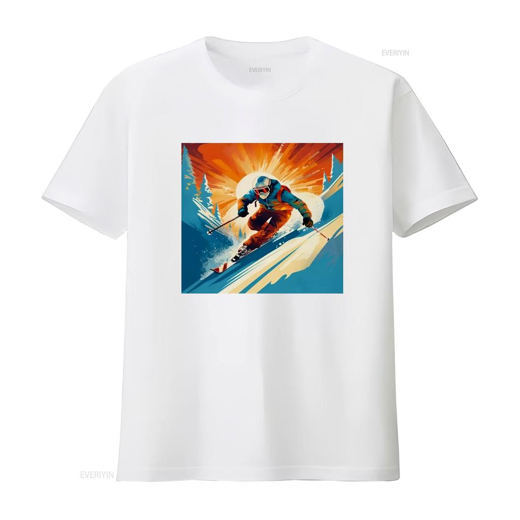Telemark Skier T Shirt Retro Carving Vintage Adventure Skiing Ride Tele Long or s vintage Washed streetwear Comfortable