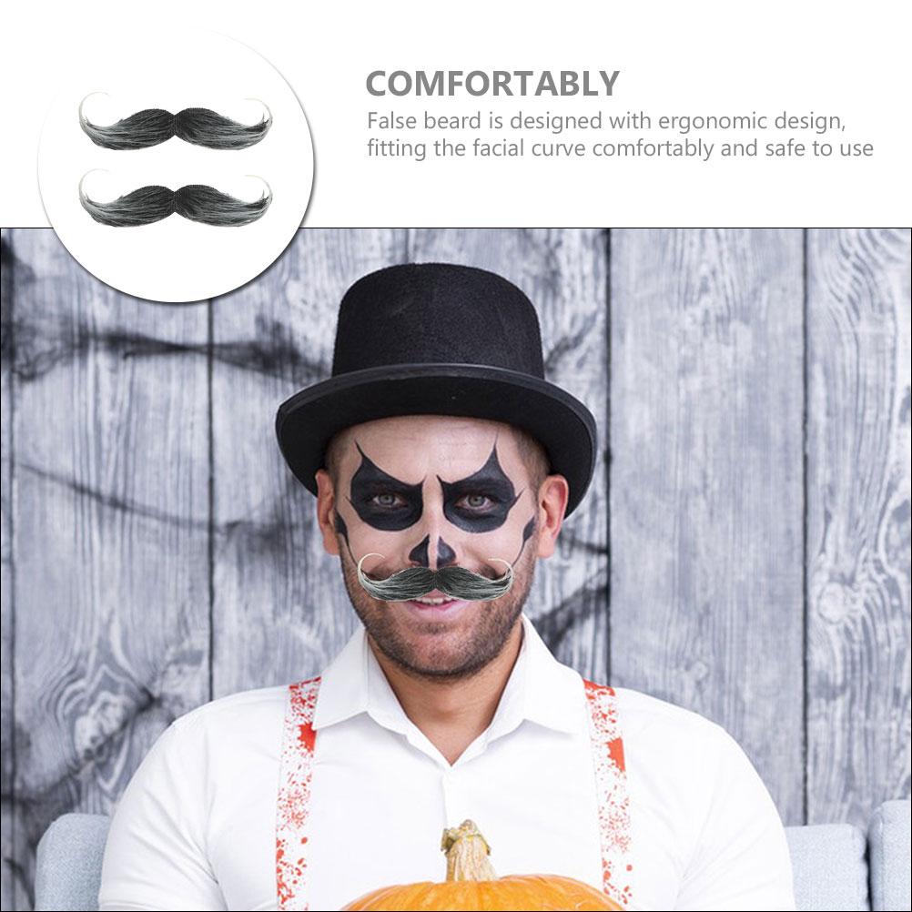 2 Pcs Cosplay Halloween Beard Man Outfits for Men Realistic Adult Cloth Mustache Party