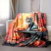 1Pc Autumn Fox Pumpkins Flannel Blanket, Soft And Comfortable, Casual Warm, Camping Travel, Christmas, Halloween Xmas Gift. G169