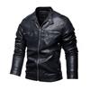 Новая осенне-зимняя мужская кожаная куртка, однотонная мужская куртка из искусственной кожи, цветная флисовая мужская куртка