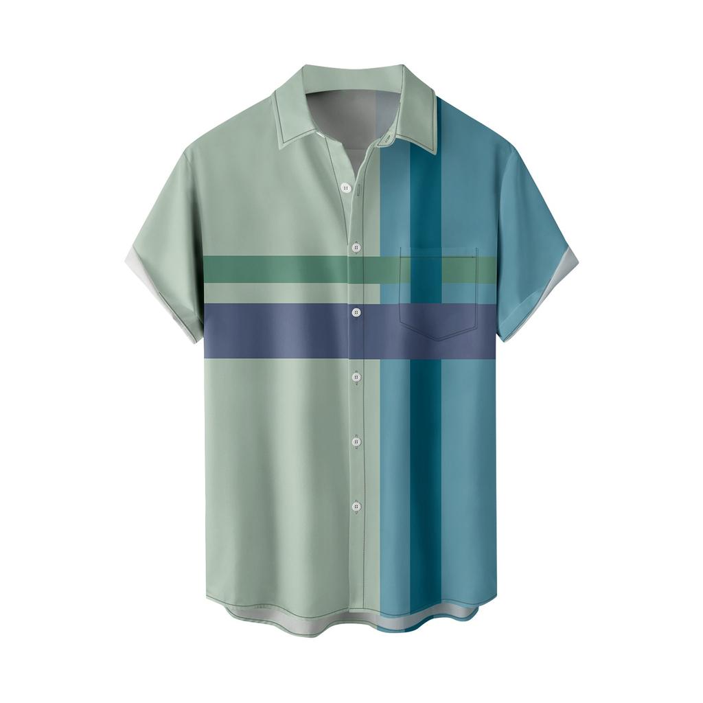 Новая летняя мужская облегающая рубашка с принтом, большая модная повседневная мужская рубашка с коротким рукавом