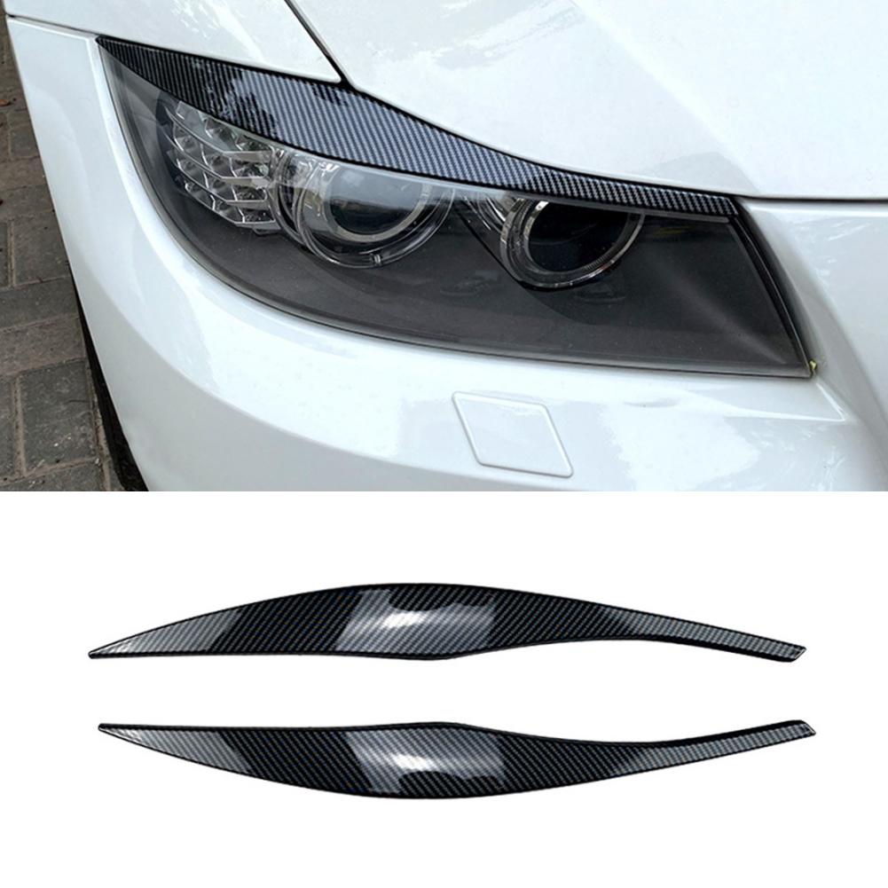 Для BMW 3 серии E90 E91 2005-2011 2 шт. автомобильная фара, лампа для бровей, накладка на веко, глянцевая черная/углеродное волокно, декор для фар