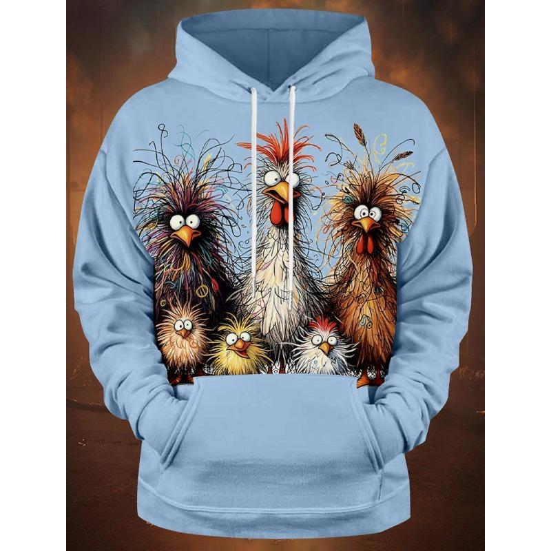 Смешные животные Курица Принт Унисекс Толстовки Осенняя мода Уличные мужские толстовки Повседневная свободная мужская одежда Топы Толстовки
