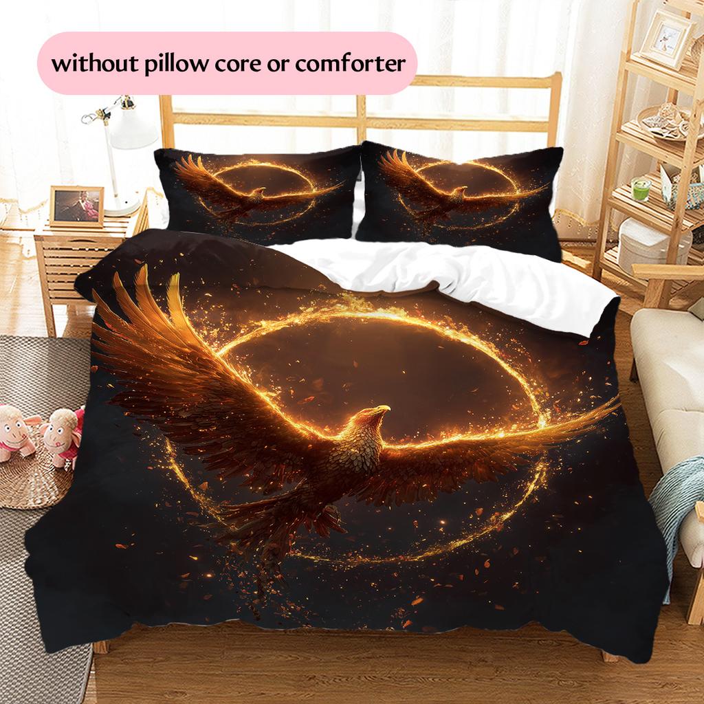 Flame Phoenix Pattern Bedding Quilt Set Quilt Cover Pillowcase Home Decoration Gift (1 * duvet cover + 2 * pillowcase, without core)