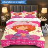 Strawberry Hat And Cat 3pcs K-pop music group Bedding set,Ideal for Bedroom, Dormitory,Including Duvet Cover And 2pcs Pillowcases,Fan gifts