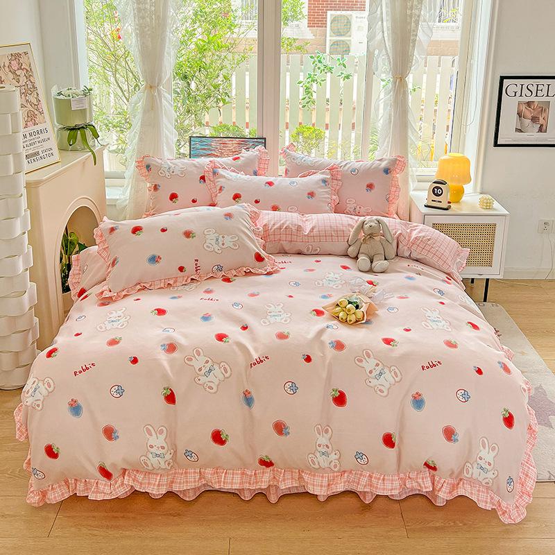 Комплект из четырех предметов, кружевное одеяло с пудрой, постельное белье, подзор для кровати, комплект из трех предметов с изображением принцессы и девочки