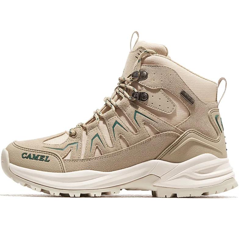 CAMEL Slip Resistant , Abrasion Resistant , Waterproof High top Mountaineering Shoes Women's Apricot / Jasper (Unisex)