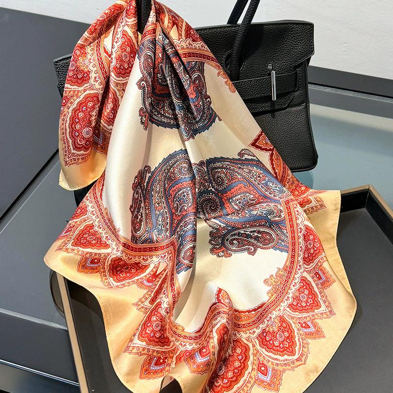 New 100% Natural Real Silk Scarf Women Bandana Square Scarves Wrap Kerchief Mulberry Fashion Luxury High Quality Hijab For Lady