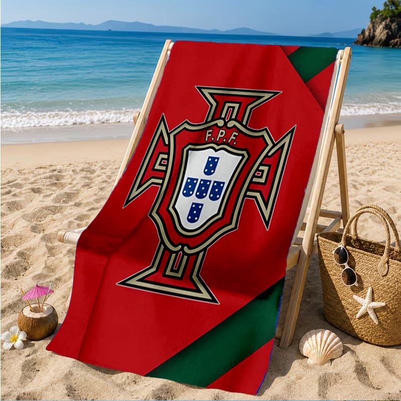 Portuguese Football Federation Crest Beach Towel, Quick-drying, Easy to Care for, Suitable for Both Fitness and Beach Vacations,Sports Essential