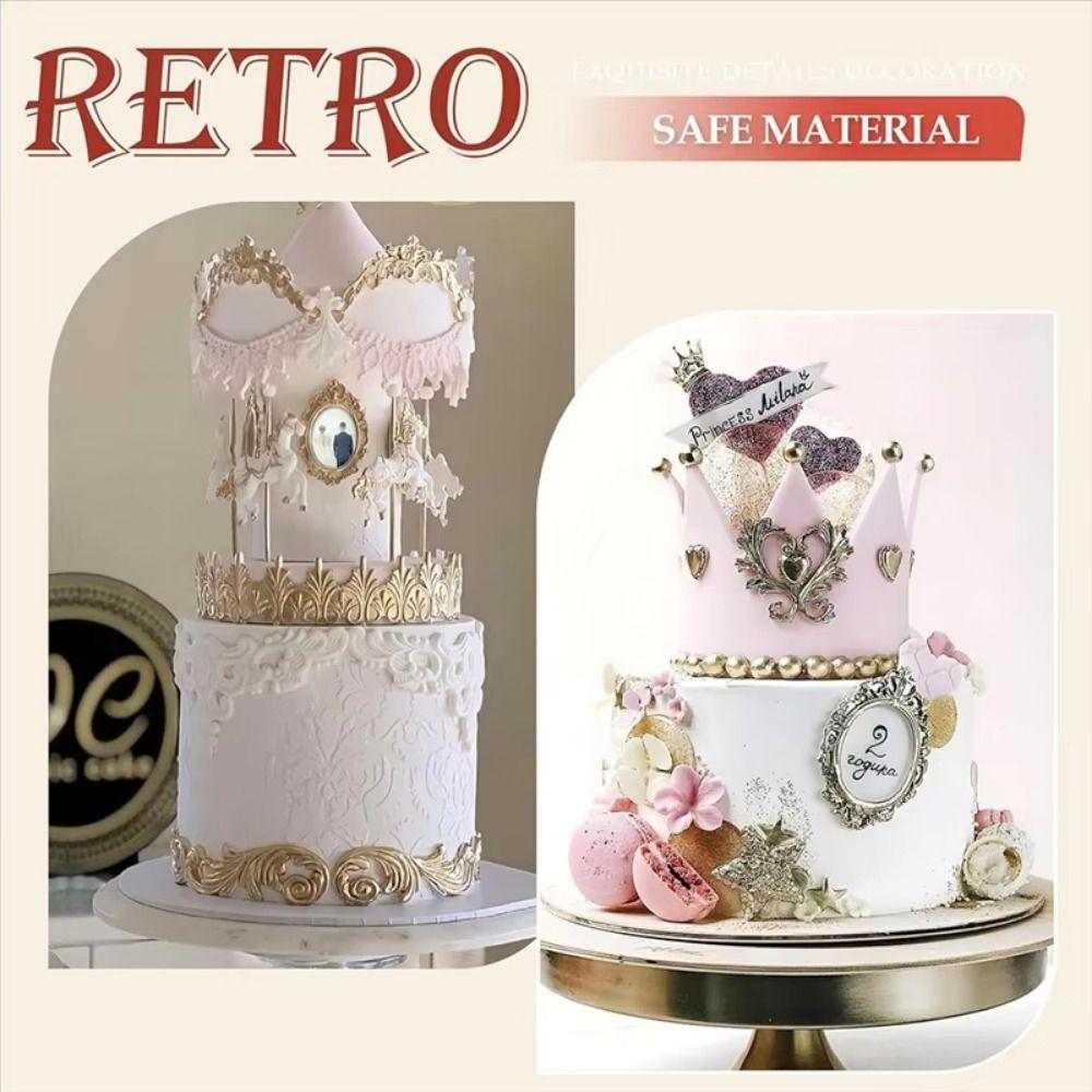 4Pcs Baroque Photo Frame Fondant Molds Vintage Photo Frame Molds Air Dry Clay Molds  Kitchen Baking