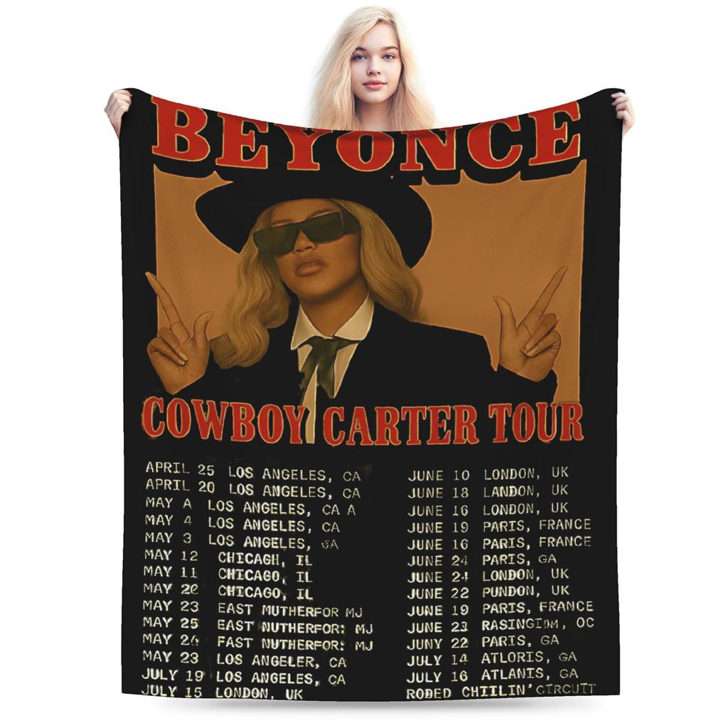 Супер Мягкое Пледовое Одеяло Beyonce Cowboy Carter Tour Премиум Флис Фланель Постельное Одеяло Уютный Плюшевый Покрывало Всесезонное Использование