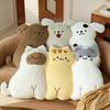 55Cm Cat Dog Plush Pillow Stuffed Kawaii Animal Long Bolster Back Support Plushie Sofa Chair Decor Present