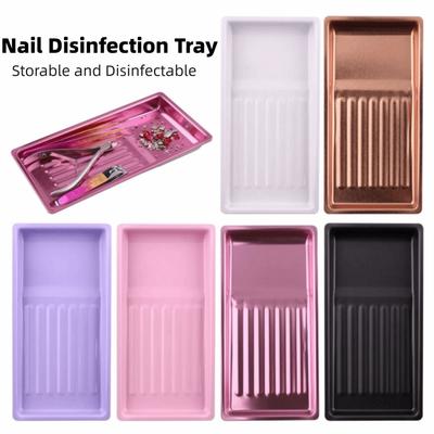 Stainless Steel Nail Tool Organizer Square Cosmetic Storage Tray Nail Art Plate Nail Salon