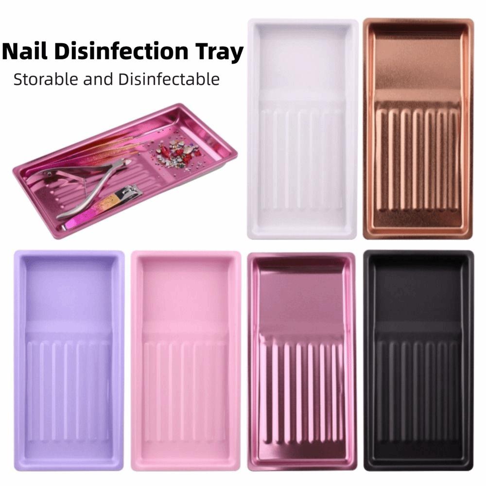 Stainless Steel Nail Tool Organizer Square Cosmetic Storage Tray Nail Art Plate Nail Salon