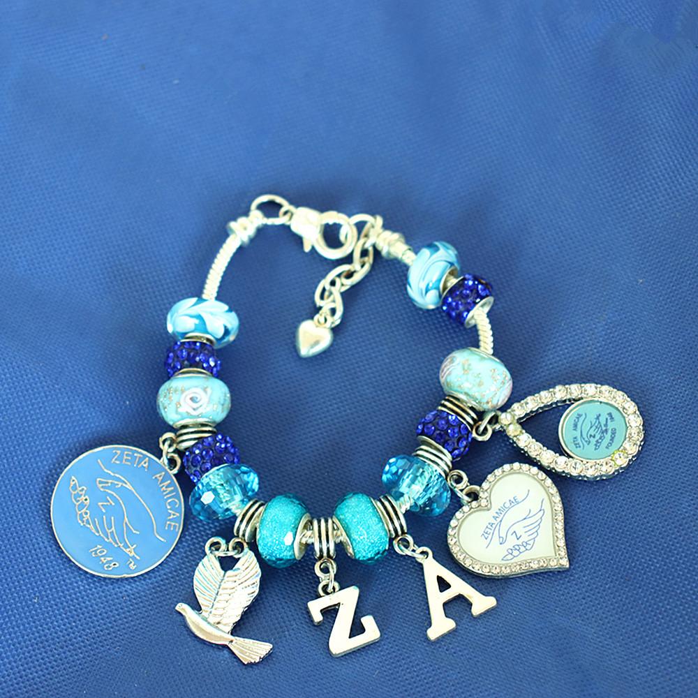 Handmade European Beaded Bracelet Sorority Legacy ZA Letters Sign Founded 1948 Dove Zeta Amicae Bracelets Jewelry