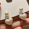 1 пара пирсинга, белые темпераментные женские серьги с искусственным жемчугом в форме сердца, изящные серьги, ювелирные аксессуары