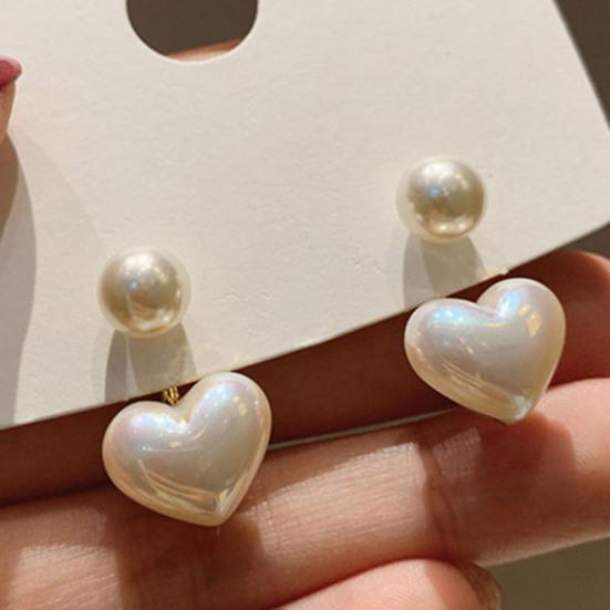 1 пара пирсинга, белые темпераментные женские серьги с искусственным жемчугом в форме сердца, изящные серьги, ювелирные аксессуары
