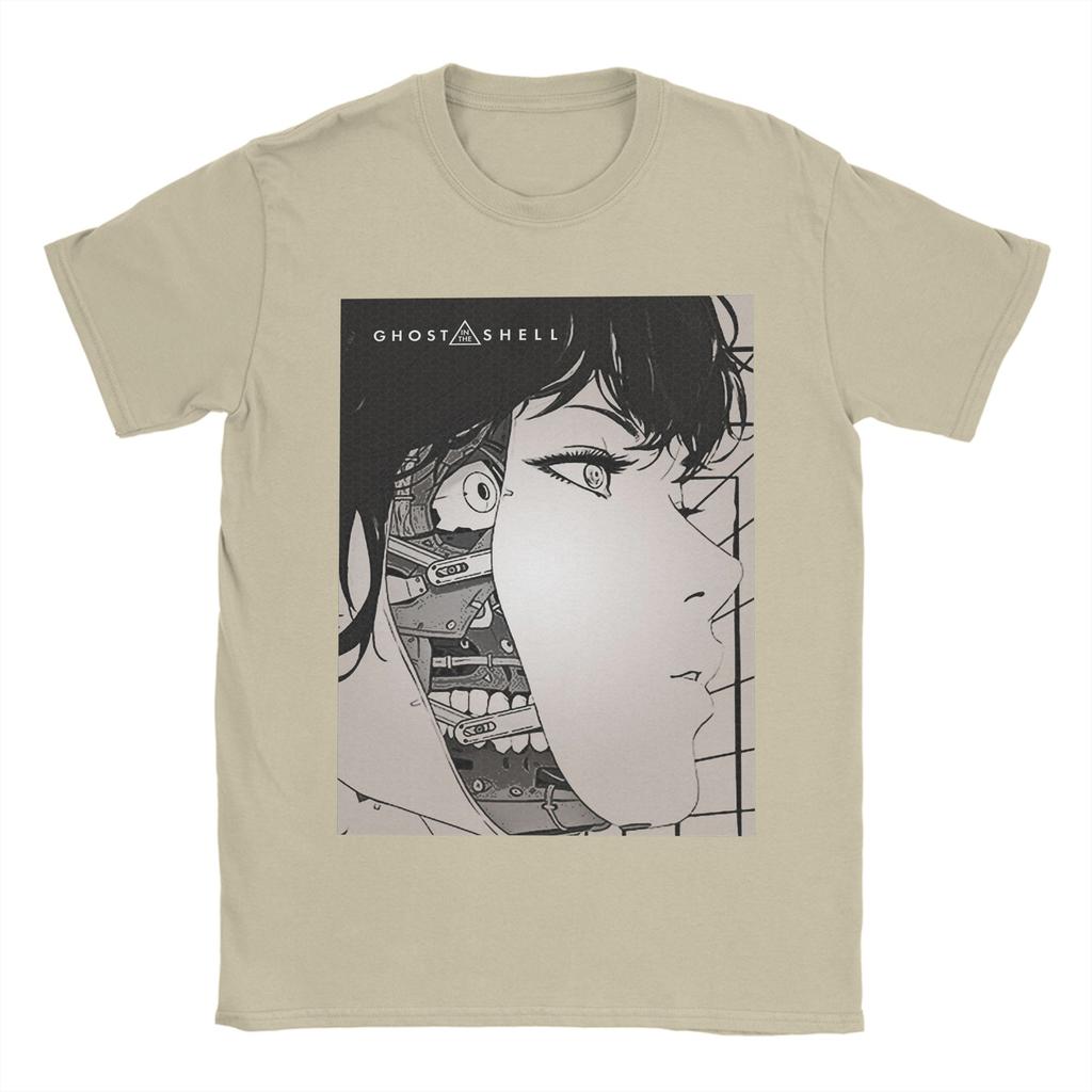 Ghost in the Shell T Shirts Men Cotton Vintage TShirts Crew Neck Tee Shirt Short Sleeve Clothing Printed
