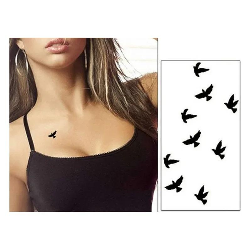 5/10pcs/lot Women Sexy Finger Wrist Flash Fake Tattoo Stickers Liberty Small Birds Fly Design Waterproof Temporary Sticker