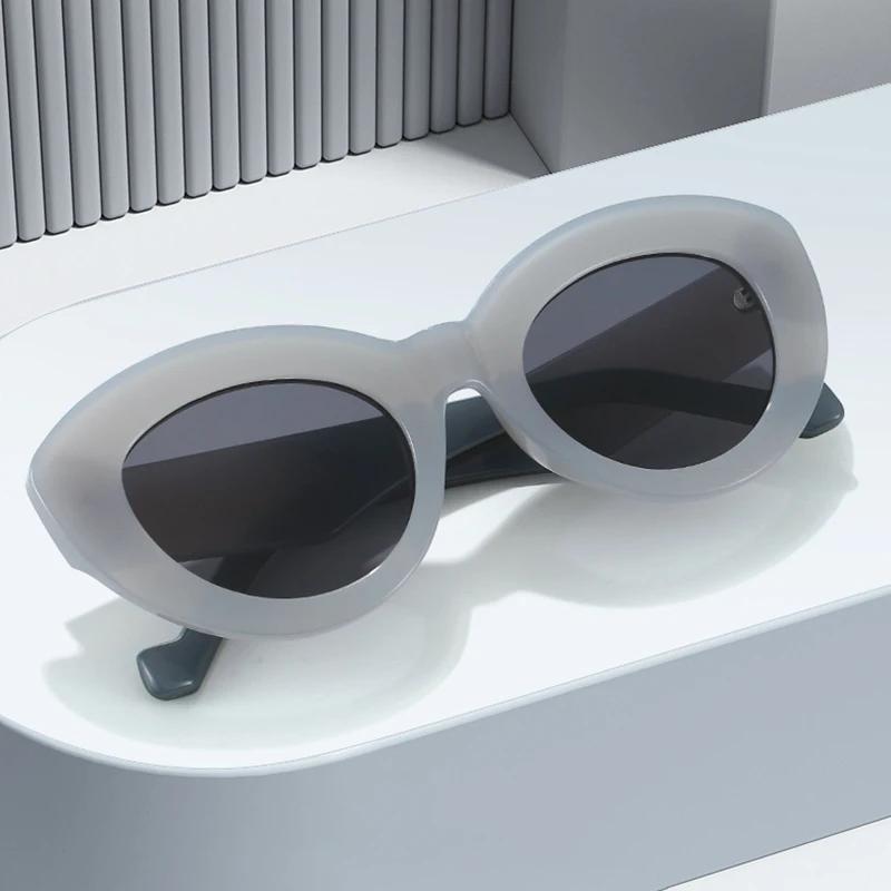 SHAUNA кошачий глаз женские модные оливково-зеленые солнцезащитные очки ретро оттенки UV400 мужские овальные роскошные солнцезащитные очки