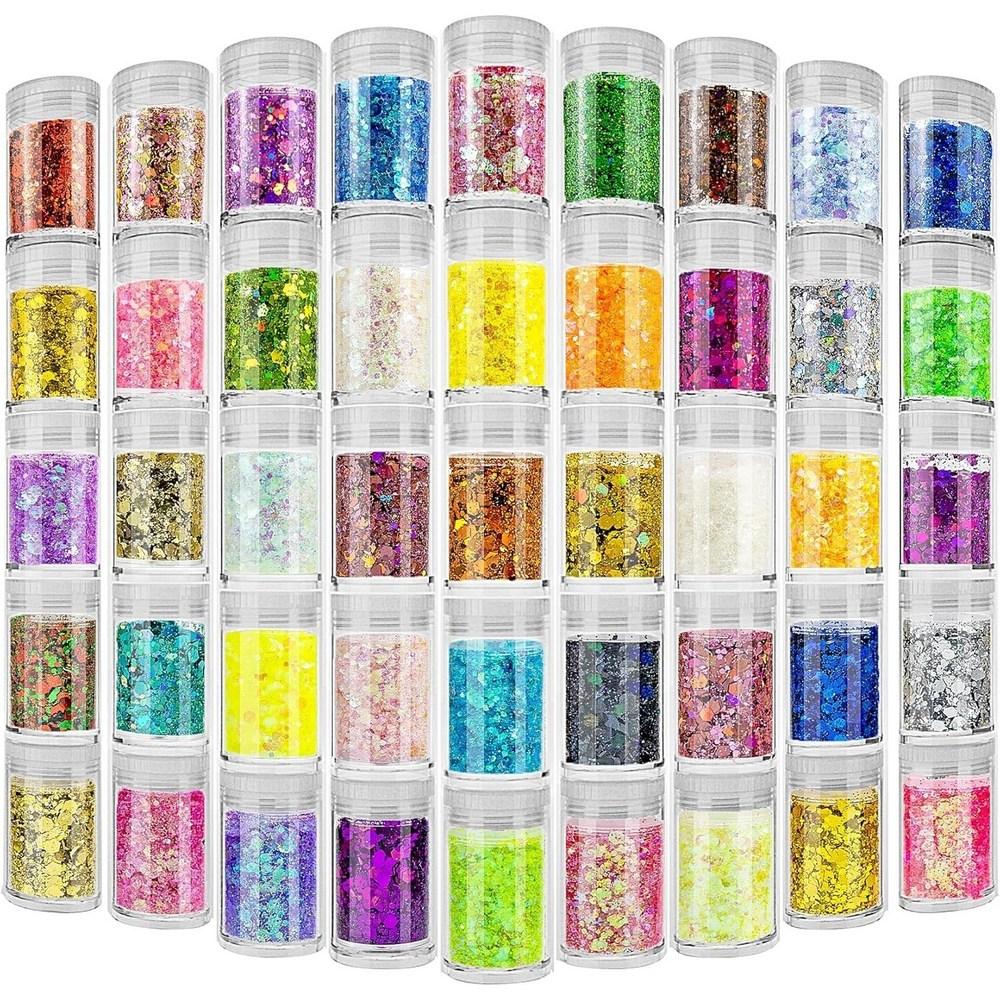 Extra Fine Holographic Glitter Powder for Crafts 24 Colors Nail Body Eye Hair Face Lip Gloss Makeup Single 45 Chunky Glitter 1 pcs