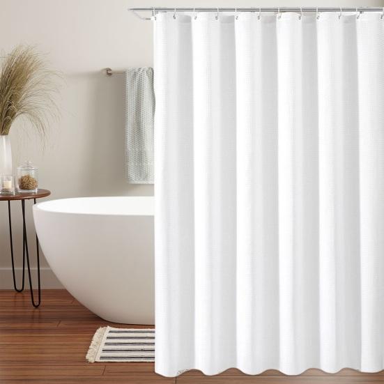 1 комплект занавесок для душа с 12 кольцами для подвешивания, контрастного однотонного цвета, утолщенные, водонепроницаемые