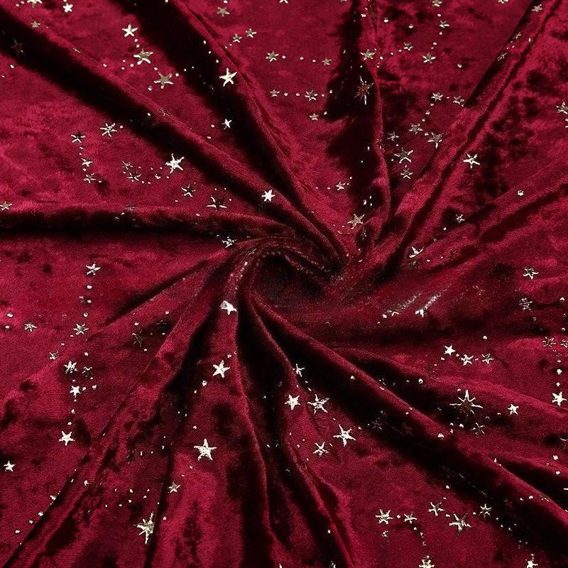 1 метр Эластичная бархатная ткань с узором звезд, Алмазный флис, Эластичная рождественская ткань для шитья своими руками, Рождественские украшения
